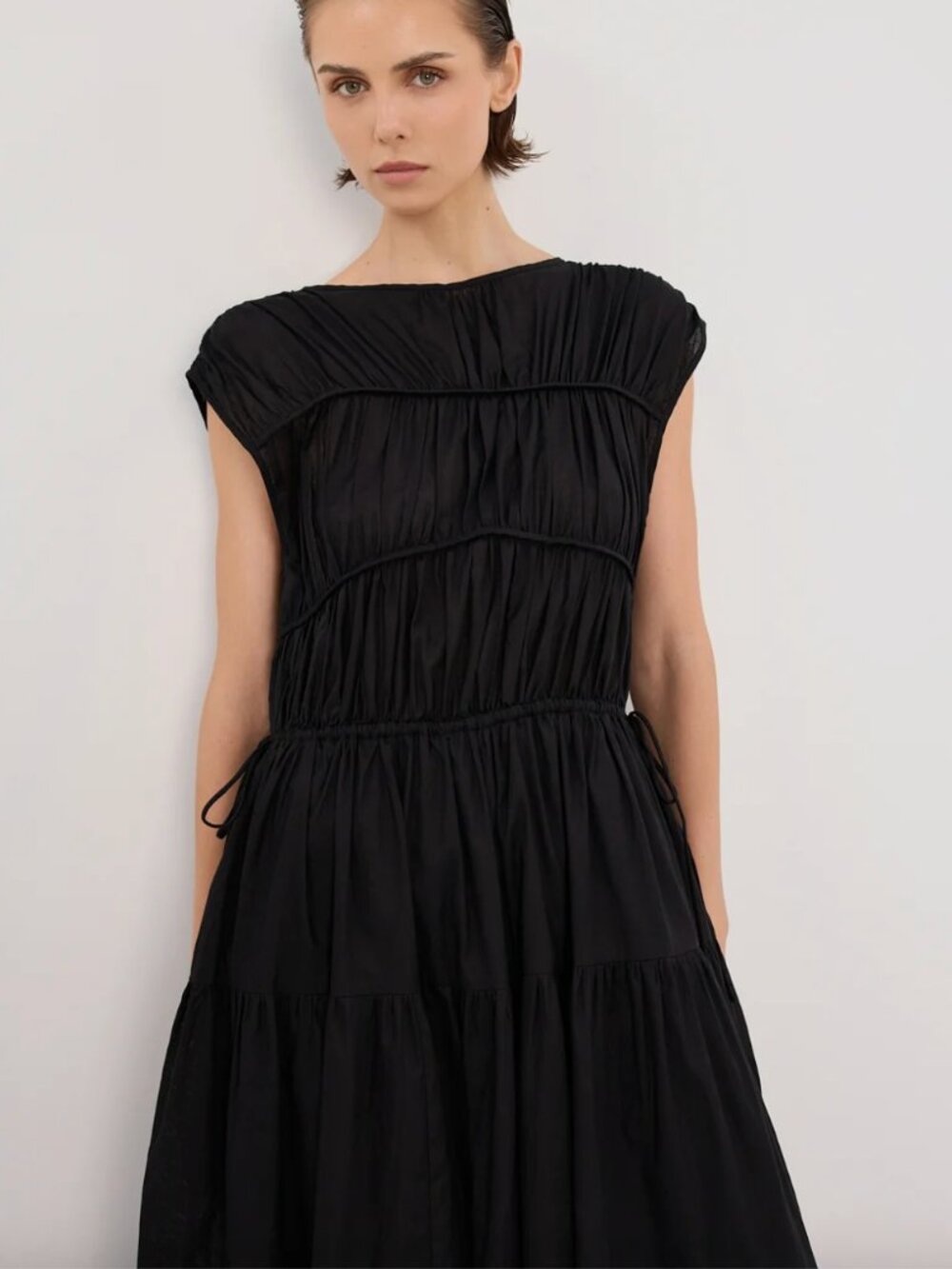 DISSH Flynn Black Linen Blend Midi Dress